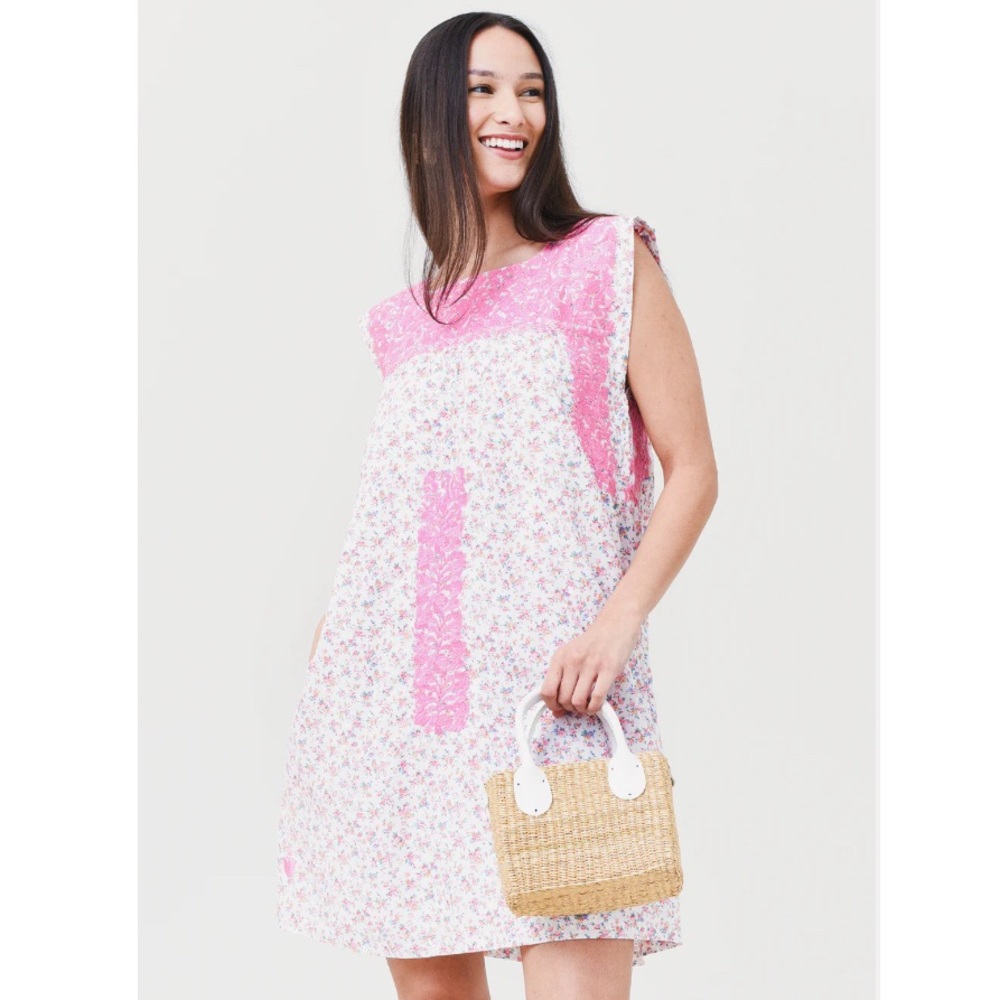 J. Marie Rosalee Embroidered Pink/White Floral Dress